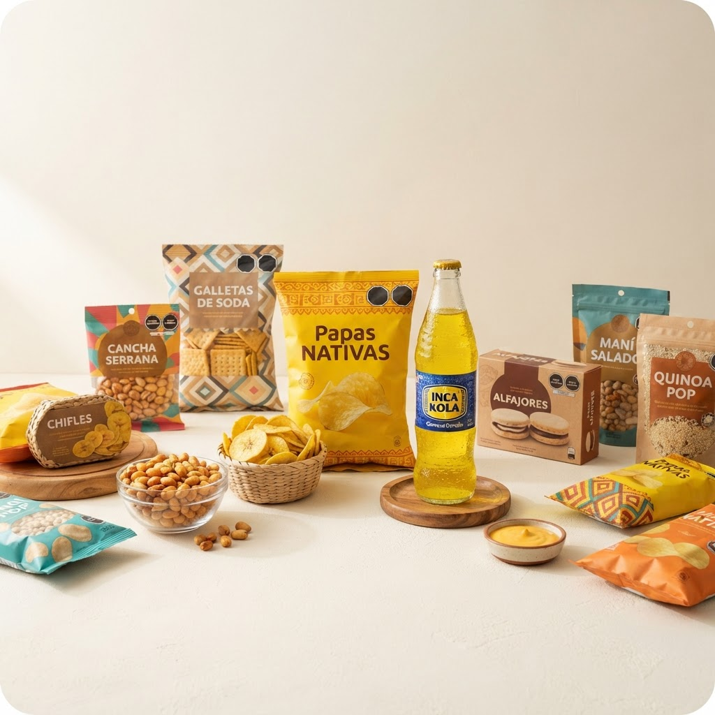 Snacks peruanos y bebidas